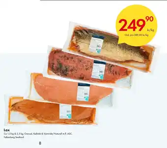 Snabbgross Lax Ca 1,5 kg & 2,5 kg. Gravad, Kallrökt & Varmrökt/Naturell m.fl. ASC. Falkenberg Seafood erbjuda
