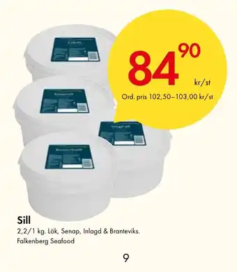 Snabbgross Sill 2,2/1 kg. Lök, Senap, Inlagd & Branteviks. Falkenberg Seafood erbjuda