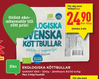 Willys Ekologiska köttbullar erbjuda