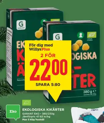 Willys Ekologiska kikärter erbjuda