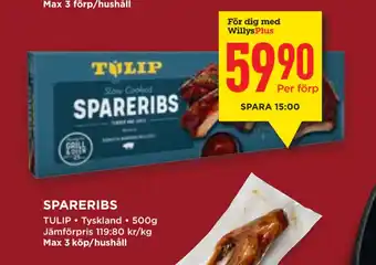 Willys Spareribs erbjuda