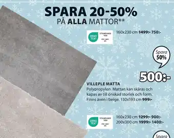 JYSK Villeple matta erbjuda