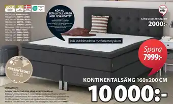 JYSK Gold c35 kontinentalsäng memory grå-40 erbjuda