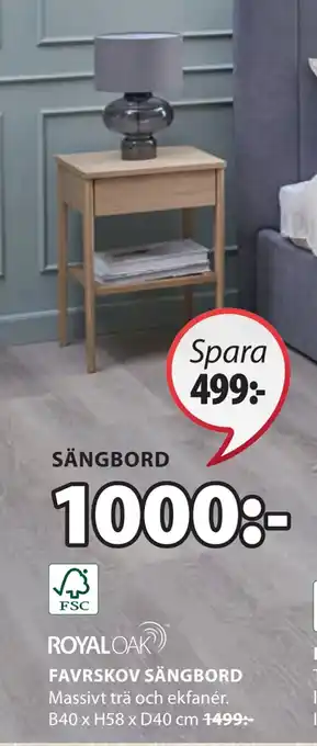 JYSK Favrskov sängbord erbjuda