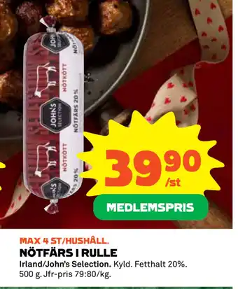 Coop Konsum Nötfärs i rulle erbjuda