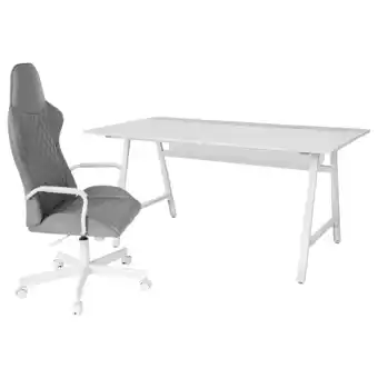 IKEA Utespelare skrivbord och stol för gaming, grå/ljusgrå erbjuda