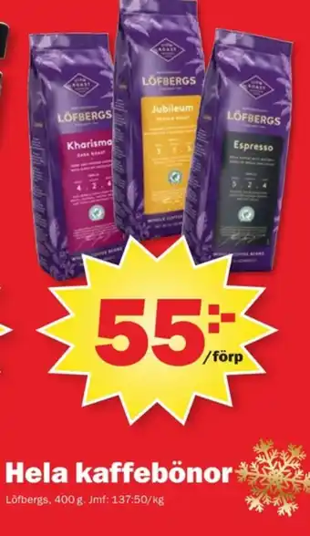Pekås Jubileum kaffebönor erbjuda