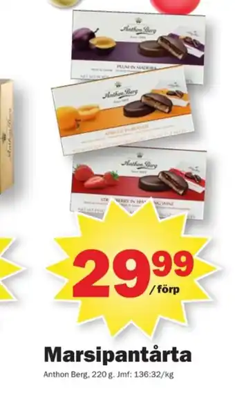 Pekås Anthon berg marsipantårtor aprikos i cognac erbjuda
