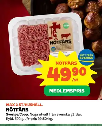 Coop Daglivs Nötfärs erbjuda