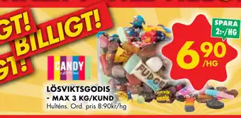 ÖoB Lösviktsgodis - max 3 kg/kund erbjuda