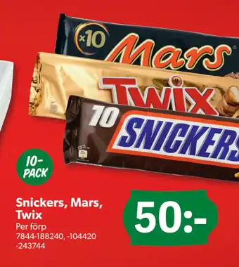 DollarStore Snickers, mars, twix erbjuda