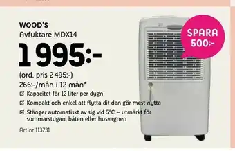 Elon Wood's Avfuktare MDX14 erbjuda