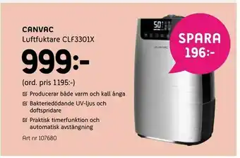 Elon Canvac Luftfuktare CLF3301X erbjuda