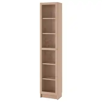 IKEA Billy / oxberg bokhylla med glasdörr, vitlaserad ekfaner/glas, 40x30x202 cm erbjuda