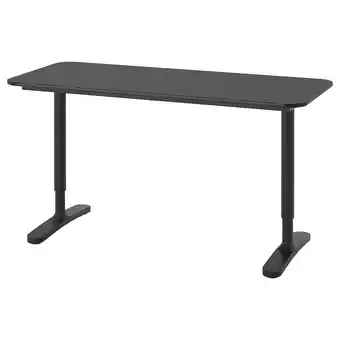 IKEA Bekant skrivbord, svartbetsad askfaner/svart, 140x60 cm erbjuda