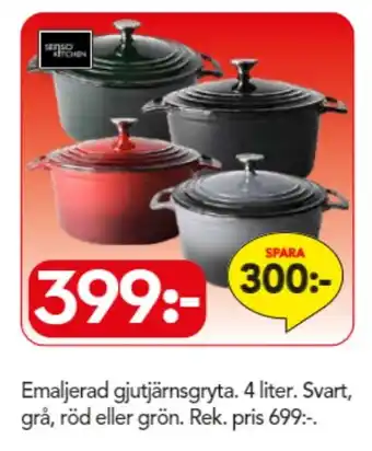 Emaljerad gjutjärnsgryta. 4 liter