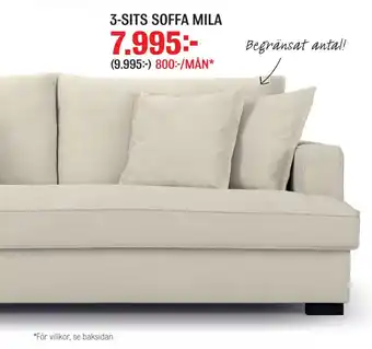 Mio 3-sits soffa mila erbjuda
