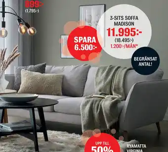 Mio 3-sits soffa madison erbjuda