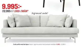 Mio 3-sits soffa med hel dyna erbjuda