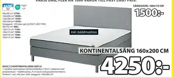 JYSK Basic c5 kontinentalsäng grå-22 erbjuda