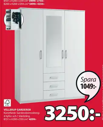 JYSK Vellerup garderob erbjuda