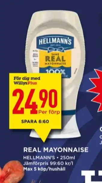 Willys Hellmanns majonnäs erbjuda