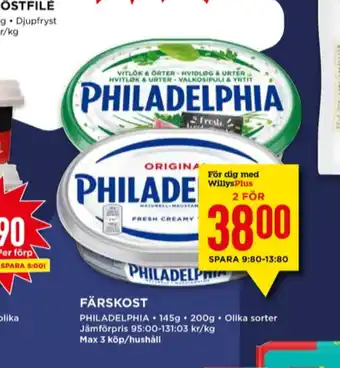 Willys Philadelphia färskost erbjuda