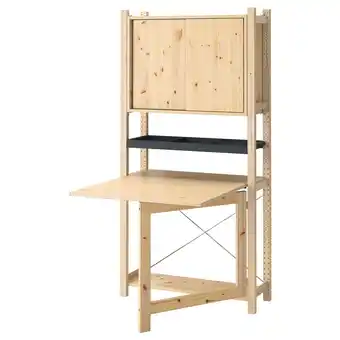 IKEA Ivar 1 sektion/fällbart bord/skjutdörr, furu/filt, 89x30x179 cm erbjuda