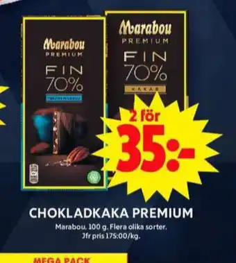 ICA Maxi Marabou premium chokladkaka pecan & havsalt erbjuda