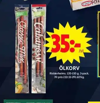 ICA Maxi Ridderheims ölkorv erbjuda