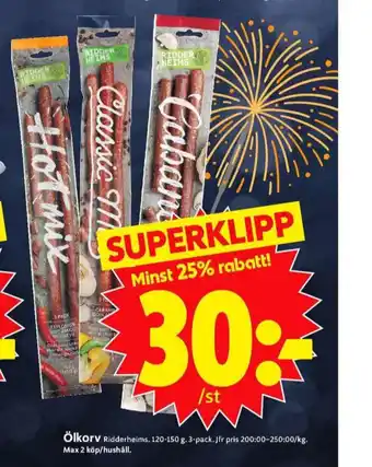 ICA Supermarket Ridderheims ölkorv erbjuda