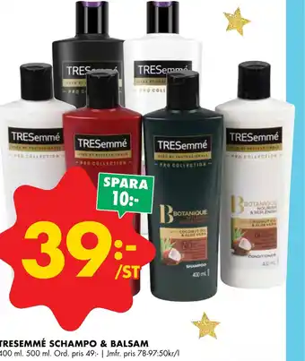 ÖoB TRESEMMÉ SCHAMPO & BALSAM erbjuda