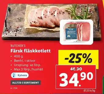 Lidl Färsk fläskkotlett erbjuda