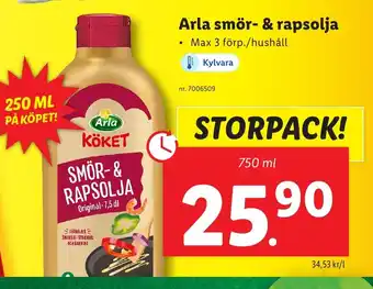 Lidl Arla smör- & rapsolja erbjuda