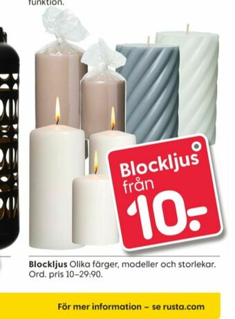 Rusta Blockljus erbjuda