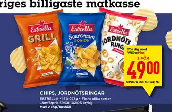 Willys Chips, jordnötsringar erbjuda