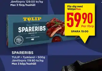 Willys Spareribs erbjuda