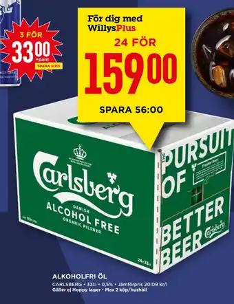 Willys Alkoholfri öl erbjuda