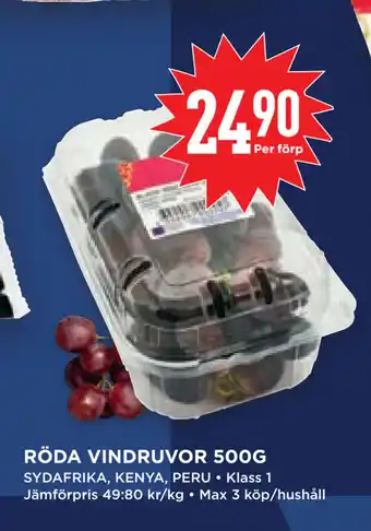 Willys Hemma Röda vindruvor 500g erbjuda