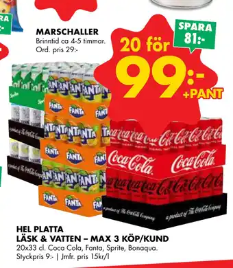 ÖoB Hel platta läsk & vatten – max 3 köp/kund erbjuda