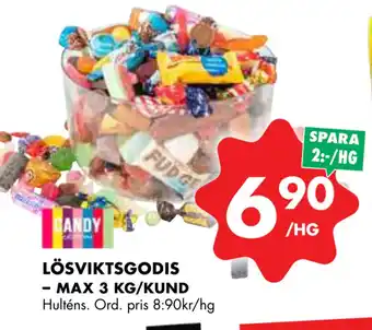 ÖoB Lösviktsgodis –. max 3 kg/kund erbjuda
