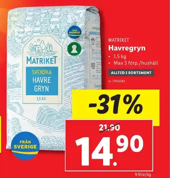 Lidl Havregryn erbjuda