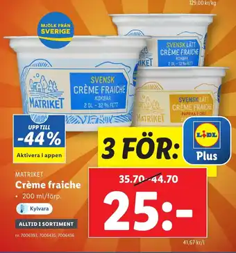 Lidl Crème fraiche erbjuda