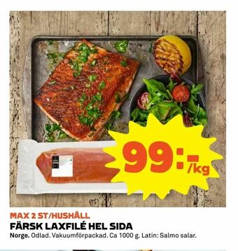 Coop Extra Färsk laxfilé hel sida erbjuda