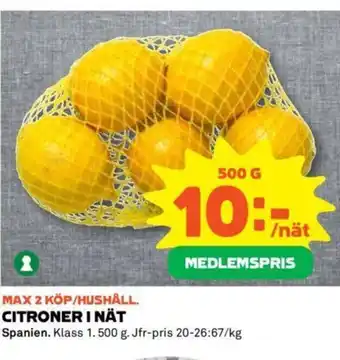 Coop CITRONER I NÄT Spanien. erbjuda