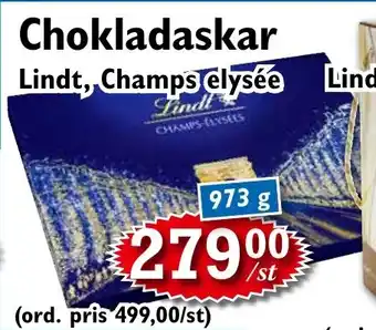 T-jarlen Chokladaskar Lindt, Champs elysée erbjuda