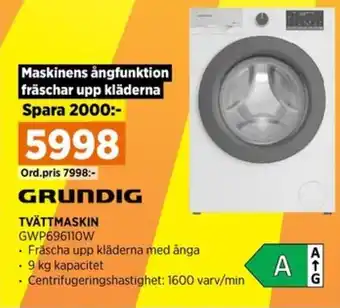 Power TVÄTTMASKIN GWP696110W erbjuda