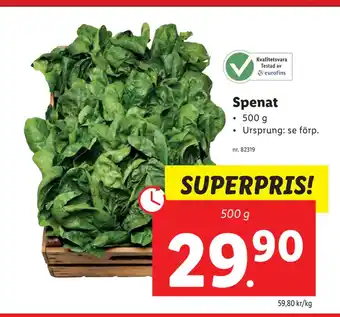 Lidl Spenat erbjuda