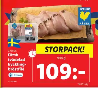 Lidl Färsk tvådelad kycklingbröstfilé erbjuda