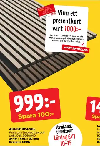 Jem&Fix Akustikpanel erbjuda